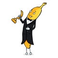 Vector Cartoon Character - Banana in Tuxedo with Gold Trophy