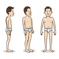 Vector Cartoon Character - Young Man in White Underpants. Set of Different Foreshortening