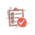 Vector cartoon checklist icon in comic style. Checklist, task li