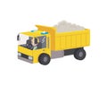 Vector cartoon childish style dump truck carries load.