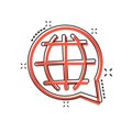 Vector cartoon choose or change language icon in comic style. Globe world communication sign illustration pictogram. World