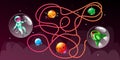 Vector cartoon cosmic maze education game