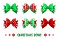 Vector cartoon christmas green-red gift bows