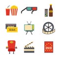 Vector cartoon cinema time objects