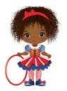 Vector Cartoon Circus Black Girl Holding Hoop