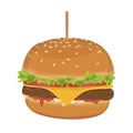 Vector cartoon classic americal hamburger isolated on white back