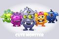 Vector cartoon collection five cute babies monsters, funny character set