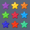 Vector cartoon color glossy stars, shiny buttons Royalty Free Stock Photo