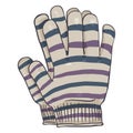 Vector Cartoon Color Illustration - Stripy Casual Textile Gloves