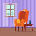 Vector flat cartoon cosy interior of living room