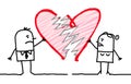 Cartoon Couple with Broken Heart Royalty Free Stock Photo