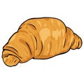 Vector cartoon croissant from flaky pastry