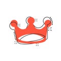 Vector cartoon crown diadem icon in comic style. Royalty crown illustration pictogram. King, princess royalty business splash Royalty Free Stock Photo