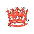 Vector cartoon crown diadem icon in comic style. Royalty crown illustration pictogram. King, princess royalty business splash Royalty Free Stock Photo