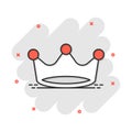 Vector cartoon crown diadem icon in comic style. Royalty crown illustration pictogram. King, princess royalty business splash Royalty Free Stock Photo