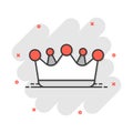 Vector cartoon crown diadem icon in comic style. Royalty crown illustration pictogram. King, princess royalty business splash Royalty Free Stock Photo