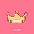 Vector cartoon crown diadem icon in comic style. Royalty crown illustration pictogram. King, princess royalty business splash Royalty Free Stock Photo