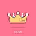 Vector cartoon crown diadem icon in comic style. Royalty crown illustration pictogram. King, princess royalty business splash Royalty Free Stock Photo