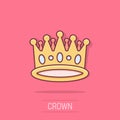 Vector cartoon crown diadem icon in comic style. Royalty crown illustration pictogram. King, princess royalty business splash Royalty Free Stock Photo