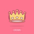 Vector cartoon crown diadem icon in comic style. Royalty crown illustration pictogram. King, princess royalty business splash Royalty Free Stock Photo