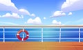 Vector cartoon with cruise ship deck and sea