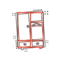 Vector cartoon cupboard furniture icon in comic style. Furniture