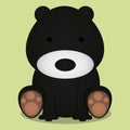 Vector Cartoon Cute Black Bear Sitting Isolated