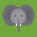 Vector Cartoon Cute Elephant Face Icon Isolated