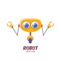 Vector cartoon cute flat robot icon