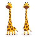 Vector Cartoon Cute Giraffe Baby Set Isolated. Two Full Length Giraffes, Design Template for Print, Card, Growth Meter