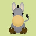 Vector Cartoon Cute Gray Donkey Sitting Isolated Royalty Free Stock Photo