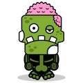 Cute cartoon zombie skull mascot