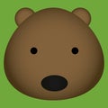 Vector Cartoon Cute Grizzly Bear Face Isolated