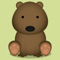 Vector Cartoon Cute Grizzly Bear Sitting Isolated