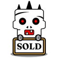 Cartoon autumn skull mascot sold Royalty Free Stock Photo