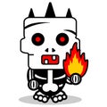 Cartoon autumn fire skull mascot