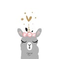 Vector cartoon cute hand drawn flat unicorn head