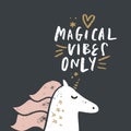 Vector cartoon cute hand drawn unicorn applique