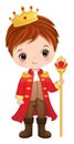 Vector Cartoon Cute Little Prince Holding Sceptre Royalty Free Stock Photo