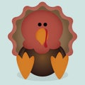 Vector Cartoon Cute Little Turkey Sitting Isolated