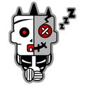 Cartoon voodoo bone doll mascot sleep