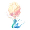 Vector cartoon cute mermaid fairy sea Royalty Free Stock Photo