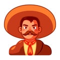 Vector Cartoon Cute Mexican Man llustration Isolated