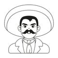 Vector Cartoon Cute Mexican Man llustration Isolated