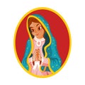 Cartoon Cute Mexican Our Lady Of Guadalupe Illustration Isolated Royalty Free Stock Photo