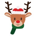 Vector cartoon cute reindeer emoji isolated Royalty Free Stock Photo