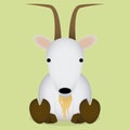 Vector Cartoon Cute White Goat Sitting Isolated