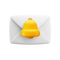 Vector cartoon 3d New message notice icon. Realistic 3d render envelope with bell notification sign. Email incoming