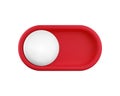 Vector cartoon 3d turn off switch button. Minimal realistic 3d red toggle switch slider with white button. Setting