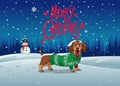 Cartoon Dachshund Dog in the middle of winter with ugly sweater